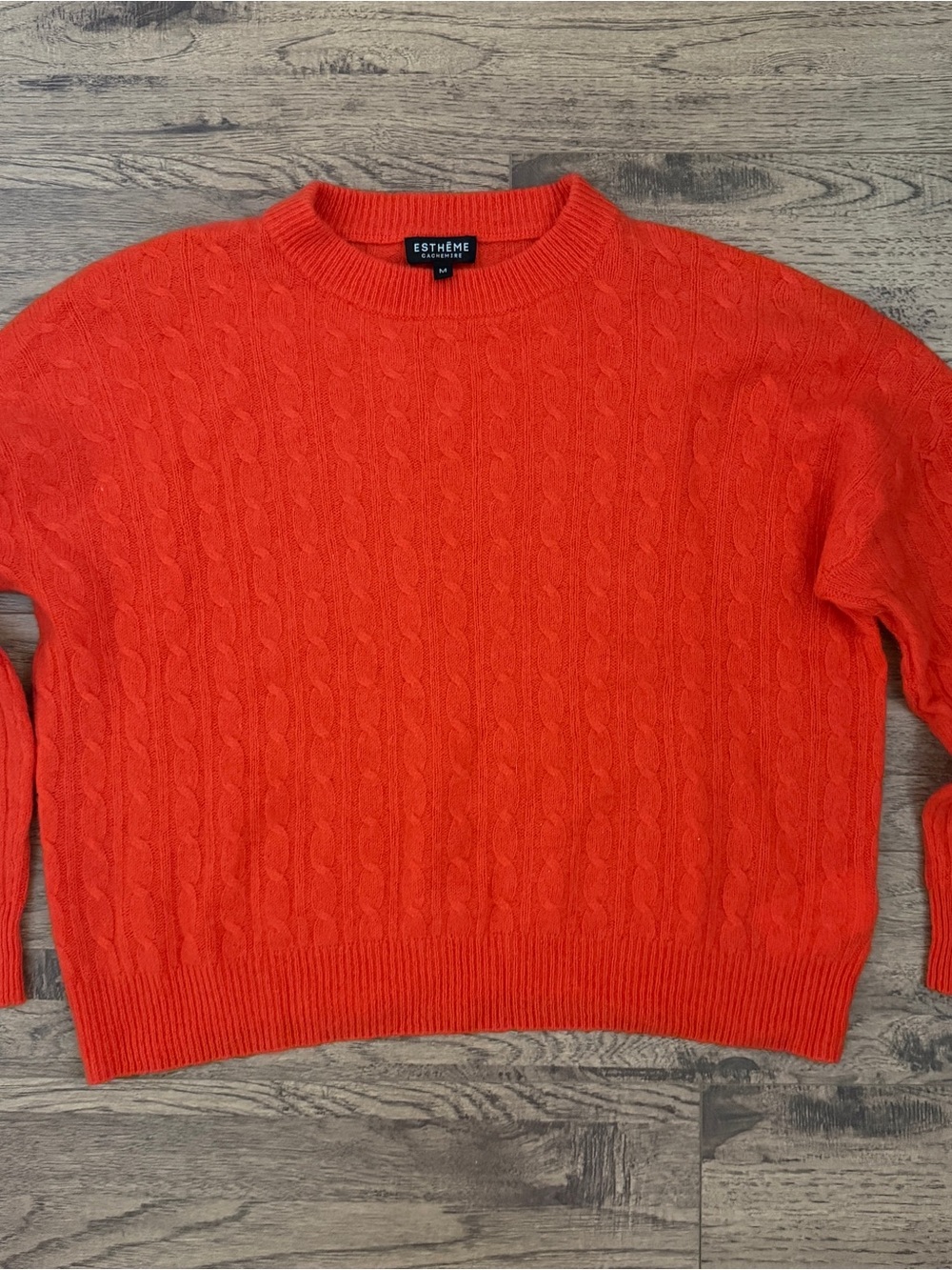 NWOT$158 Estheme France Ribbed-Knit 💯 Cashmere cropped Pullover Sweater M Medium